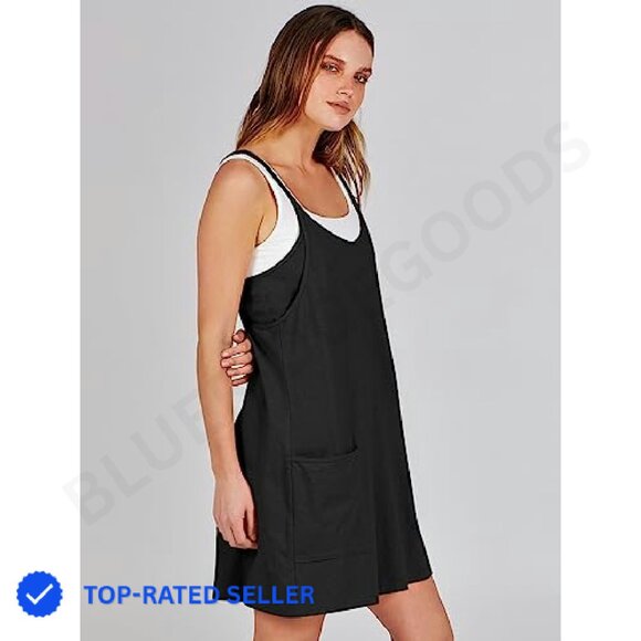 Athletic Mini Romper Dress Built-in Shorts Spaghetti Straps V Neck Summer Active - Picture 5 of 8